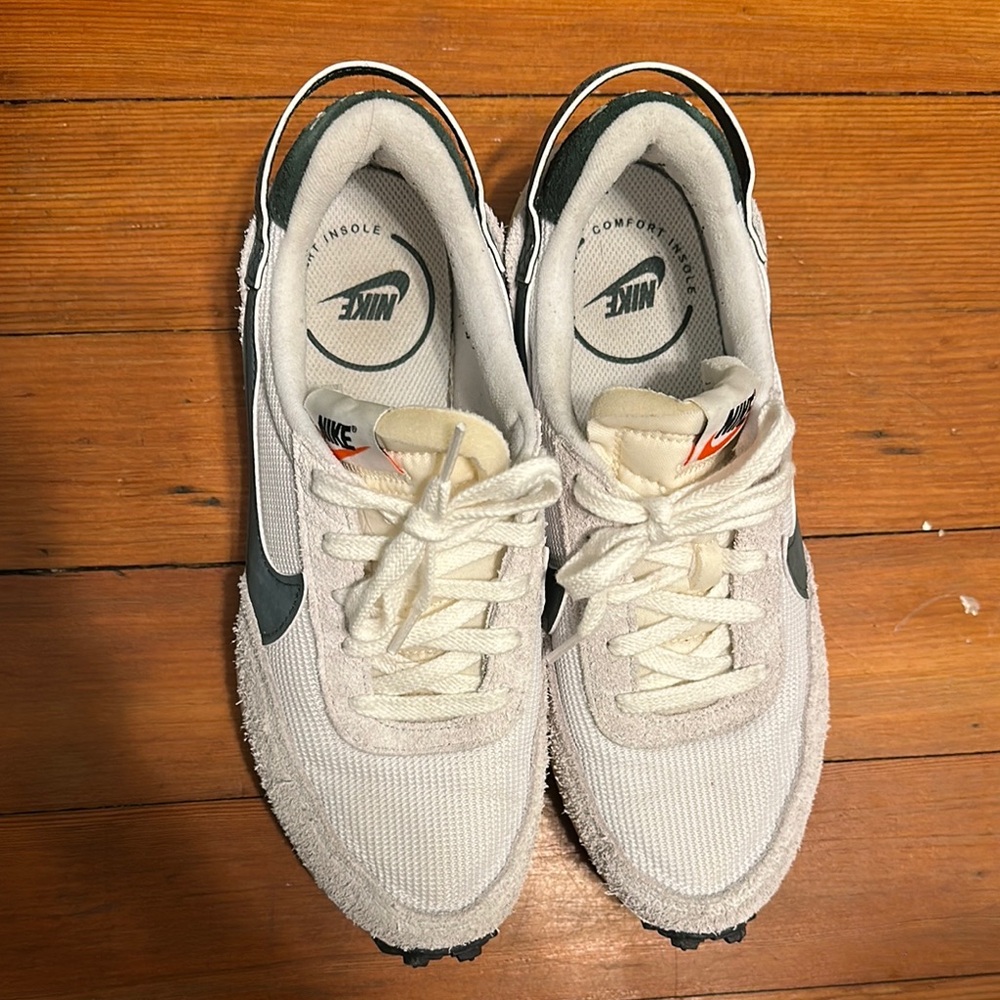 Nike Off-White and Dark Green Sneakers